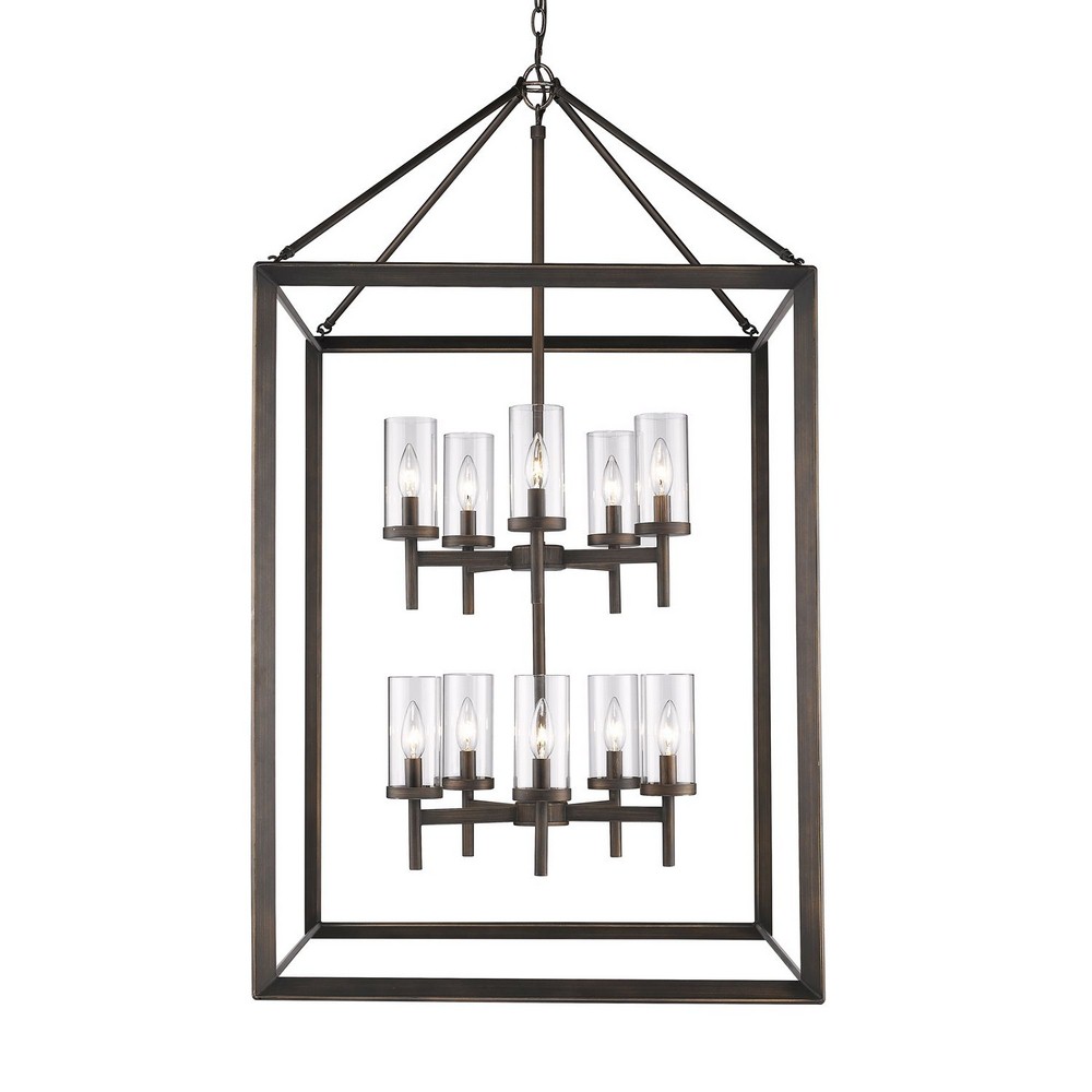 Golden Lighting-2073-10P GMT-CLR-Smyth - 10 Light 2-Tier Pendant in Contemporary style - 47.5 Inches high by 26.5 Inches wide   Smyth - 10 Light 2-Tier Pendant in Contemporary style - 47.5 Inches high